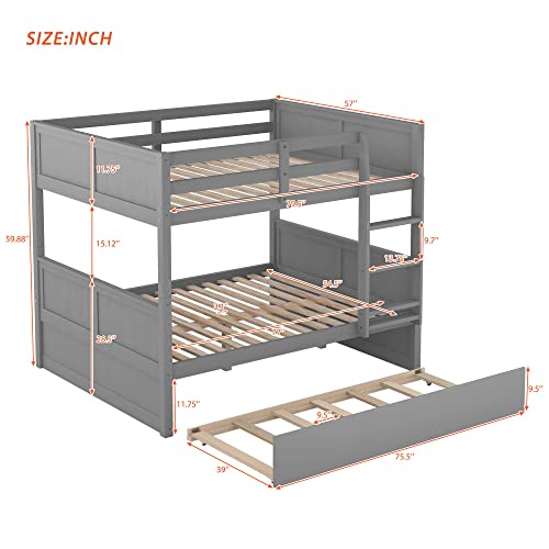 Twin Over Full Bunk Bed with Slide and Stairs for Kids I642