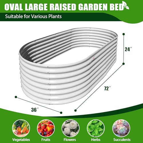 Galvanized Raised Garden Bed Oval Metal Planter Box for Vegetables Flowers U63502
