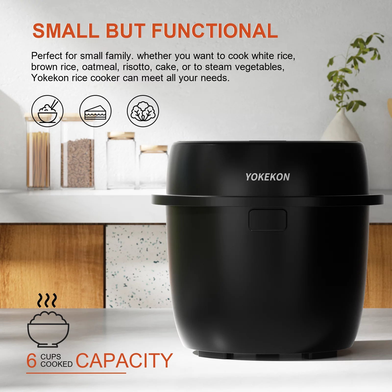3-Cup Rice Cooker with Steamer and Delay Timer U316418