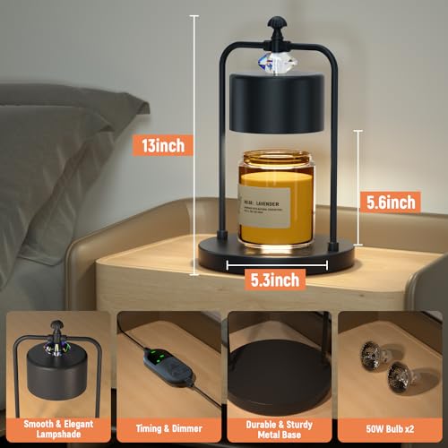 Candle Warmer Lamp with Timer and 2 Bulbs, Dimmable Wax Melt Warmer for Home Decor D998607