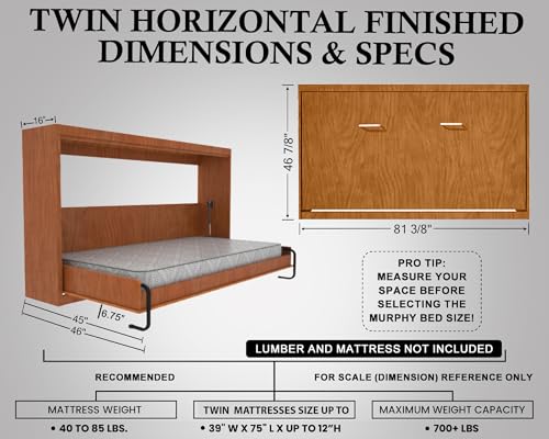 Queen Size DIY Murphy Bed Hardware Kit - Vertical Wall Bed with Pull Down Mechanism C9139