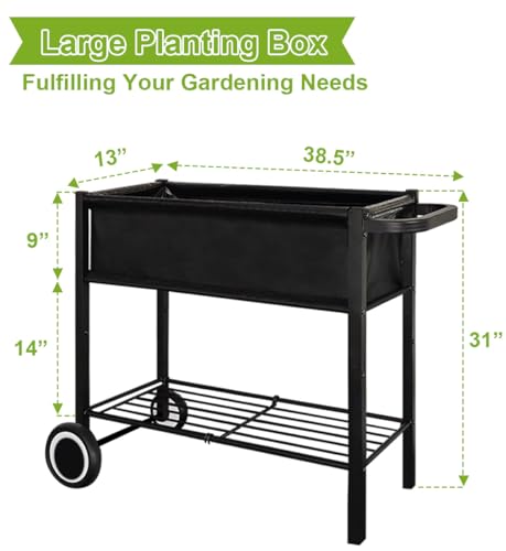 Raised Garden Bed with Legs on Wheels for Outdoor Plants J926