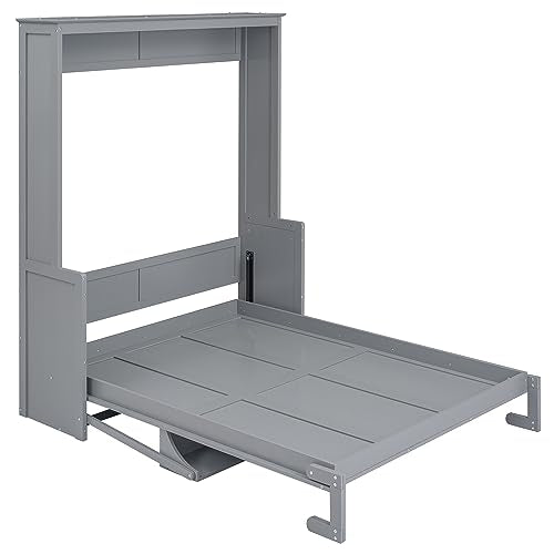 Queen Size Murphy Bed with Cabinet and LED Lights M1232