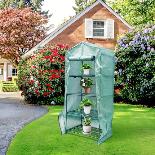 4 Tier Greenhouse Replacement Cover with Roll-Up Zipper Door U89759