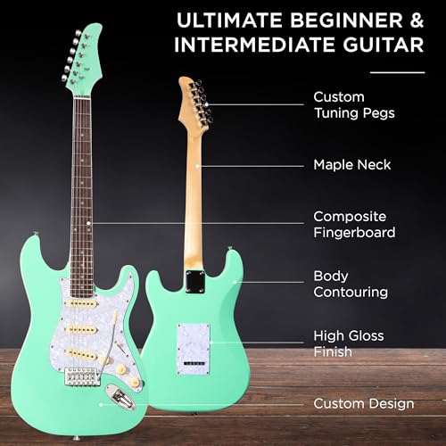 39in Full Size Beginner Electric Guitar Starter Kit with Case and Amp E13920