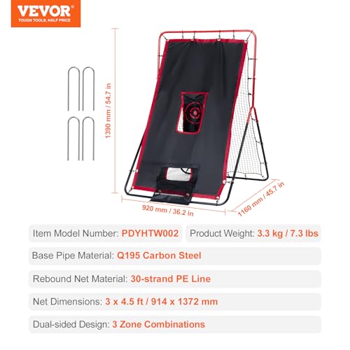 Baseball and Softball Rebounder Net with Pitching Target U4848