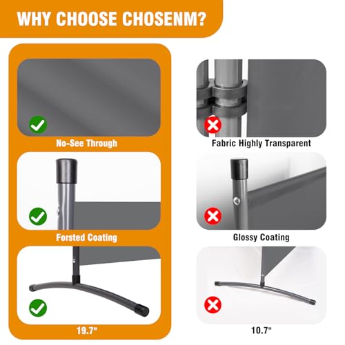 Room Divider Screen 3 Panel Folding Partition with Metal Frame, Grey N348