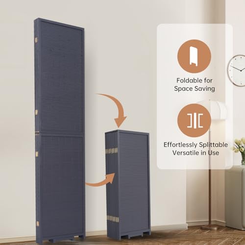 Bamboo Room Divider 4 Panel Freestanding Folding Privacy Screen T33053