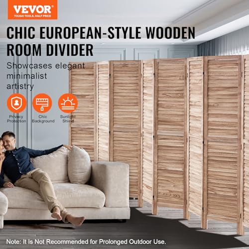 4 Panel Folding Wood Room Divider, 66.9 Inch Tall Privacy Screen I263
