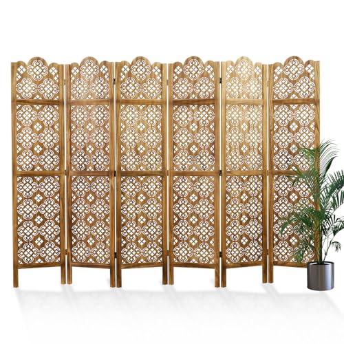 Wood Carved Room Divider 4 Panel Folding Partition Screen X503933