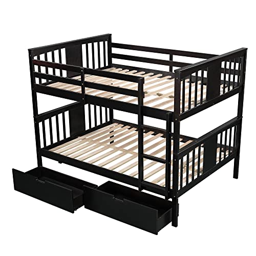 Twin Over Full Bunk Bed with Slide and Stairs for Kids I642