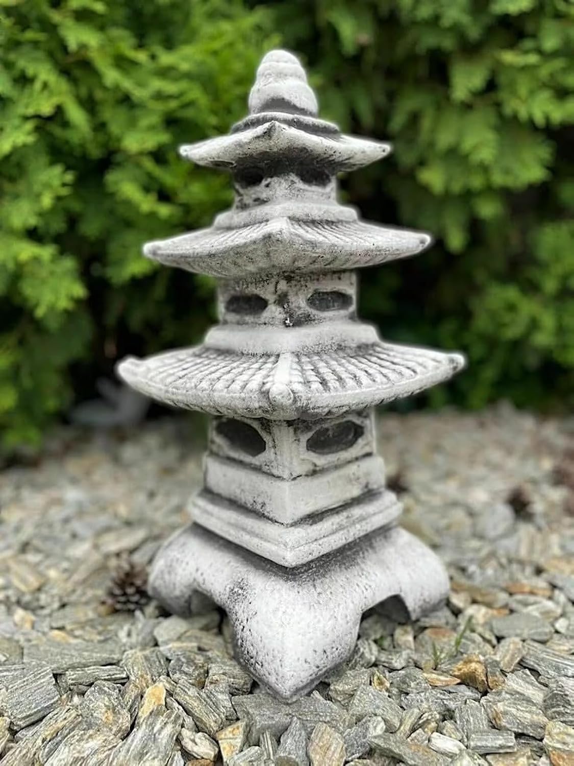 Concrete Pagoda Statue Zen Garden Sculpture Outdoor Decoration N22034