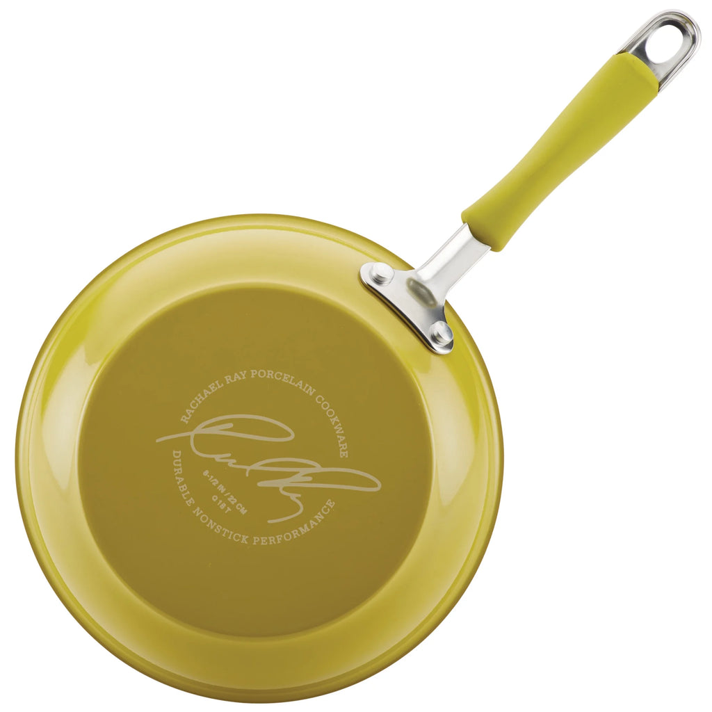 12 Piece Hard Porcelain Enamel Nonstick Pots and Pans, Lemongrass Green C889