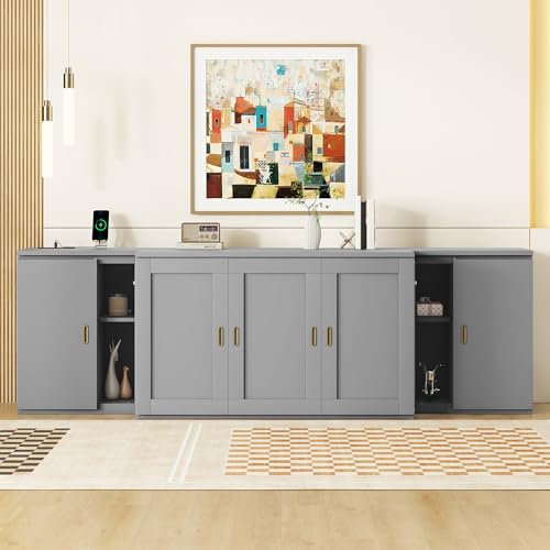 Murphy Bed Chest with Shelves and USB Ports, Foldable Wood Frame Y56482