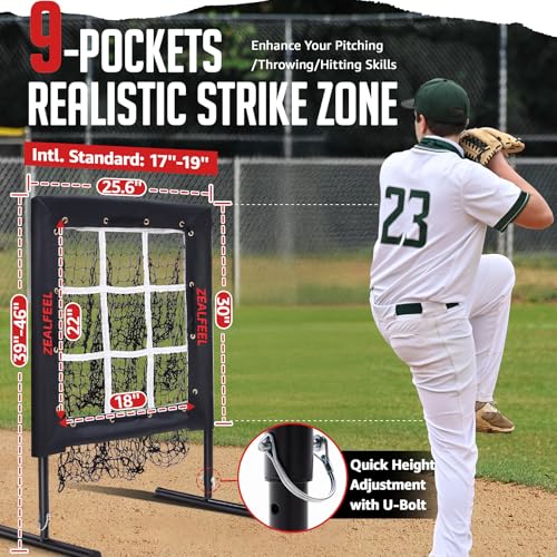 9 Hole Baseball Pitching Net with Strike Zone and Carry Bag V4525