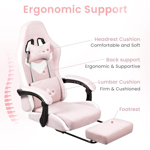 Gaming Chair with Footrest Lumbar Support High Back Recliner Ergonomic Leather L124