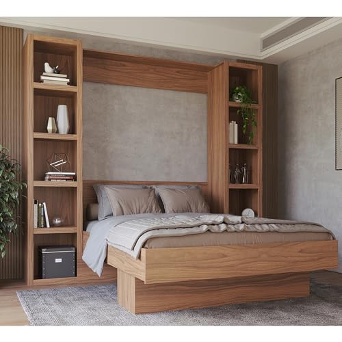 Queen Murphy Wall Bed with Two Bookshelves Z468