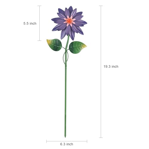 Metal Flower Garden Stakes, 4 Pcs 19" Outdoor Yard Decor with Shaking Heads N631