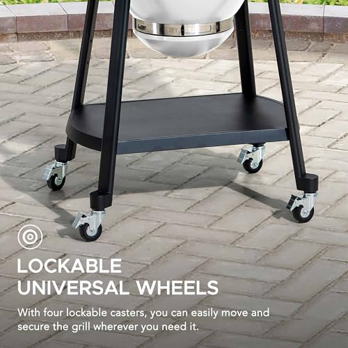 Charcoal Kamado Grill with Pizza Stone and Wheels Y970299