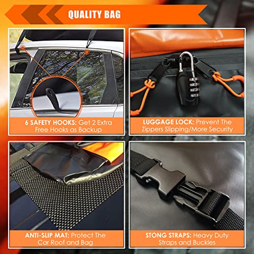 Car Roof Bag Waterproof 15 Cubic Feet for Cars with or without Rack H123285