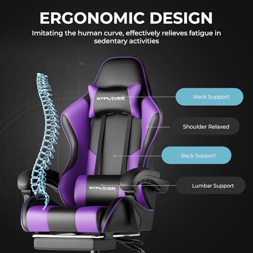 Gaming Chair with Footrest and Lumbar Support, Height Adjustable, Blue Y9034