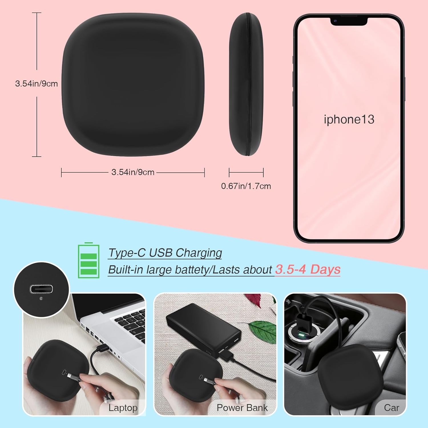 Compact Travel Makeup Mirror with LED Light, 1X/10X Magnifying, Rechargeable O13625