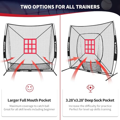 Baseball & Softball Practice Net with Bow Frame, Portable, with Batting Tee and Carry Bag B6660