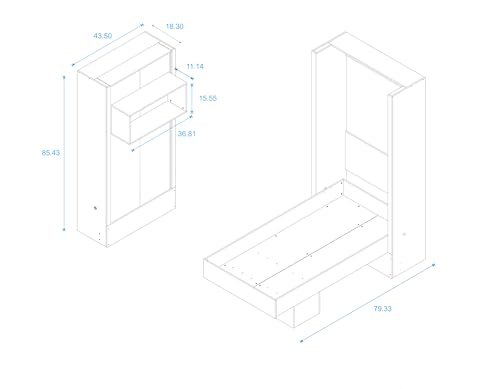 Full Murphy Wall Bed in White with Shelf Q5664