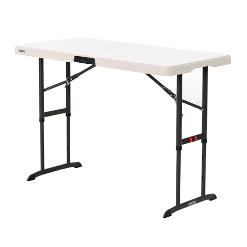 4-Foot Commercial Adjustable Folding Table, Almond T677