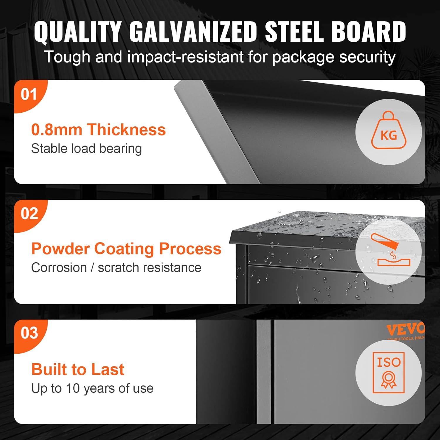 Package Delivery Box for Outside, Galvanized Steel Wall Mount with Coded Lock Y816855