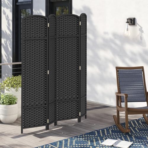 4 Panel Room Divider Screen 5.6 Ft Tall Folding Privacy Partition H959002