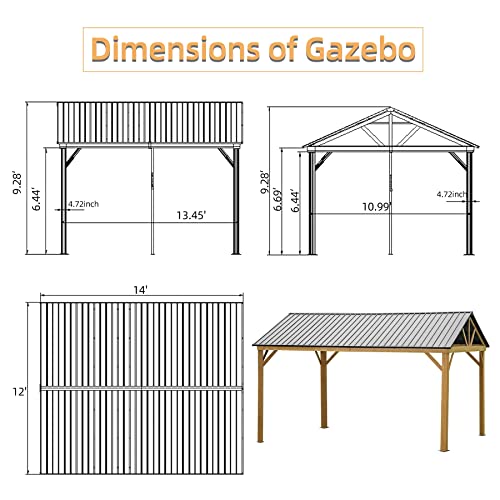 10 x 10 ft Hardtop Gazebo with Netting and Curtains, Galvanized Steel Roof for Patio K80436