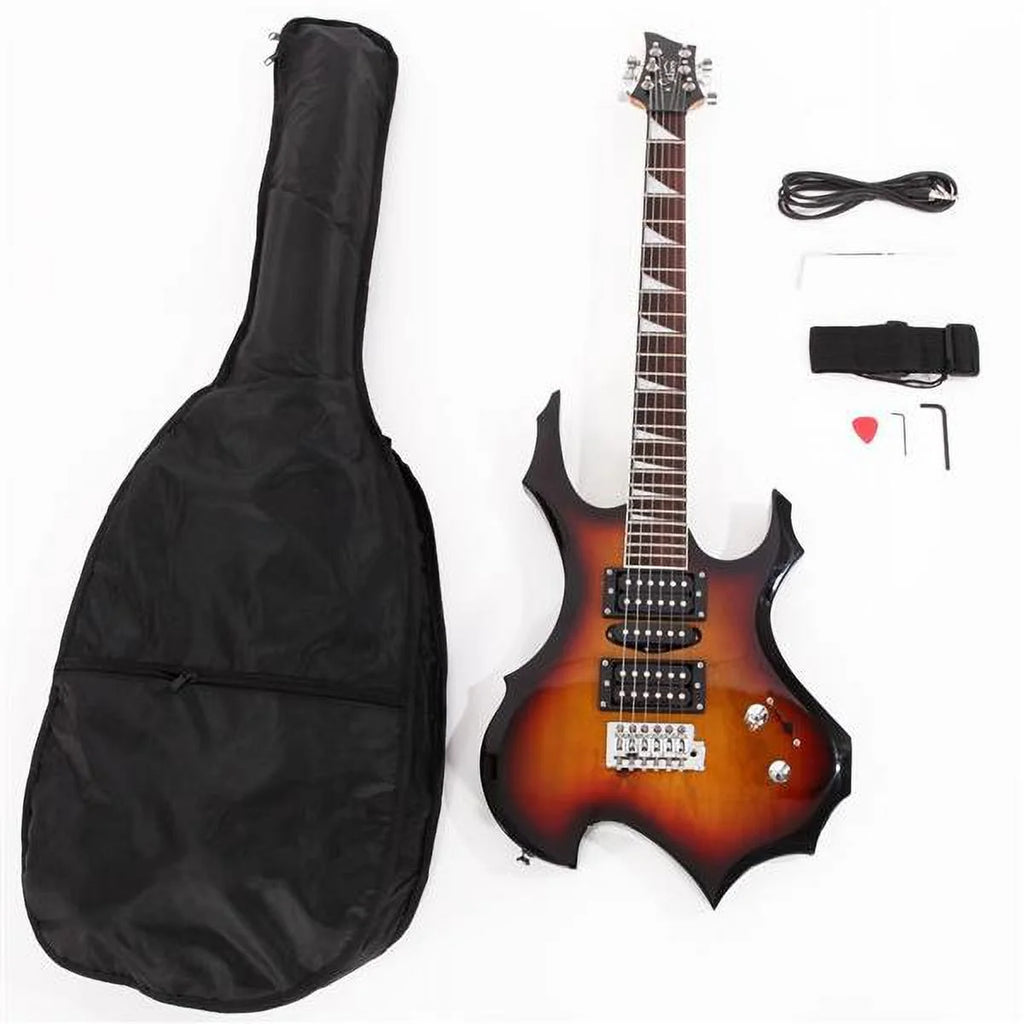 Flame Shaped Electric Guitar with 20W Amp and Accessories Y60461
