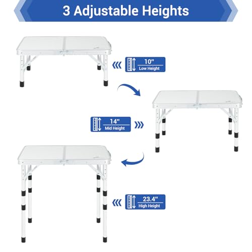 Adjustable Height Small Folding Camping Table with Mesh Layer B206