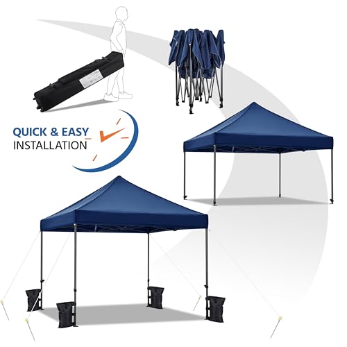 Heavy Duty Pop Up Canopy Tent 10x20 with Wheeled Carry Bag, White Q36763