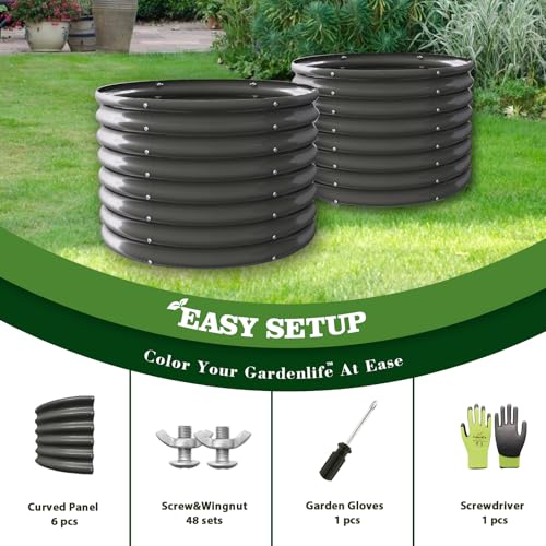 Galvanized Raised Garden Bed Oval Metal Planter Box for Vegetables Flowers U63502