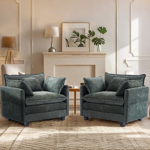 Chenille Lounge Chair with Ottoman, Beige, 1-Seat R52165