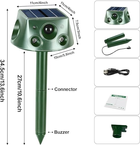 Solar Animal Repeller 360° Ultrasonic with Motion Sensor & LED Flashing Y2261