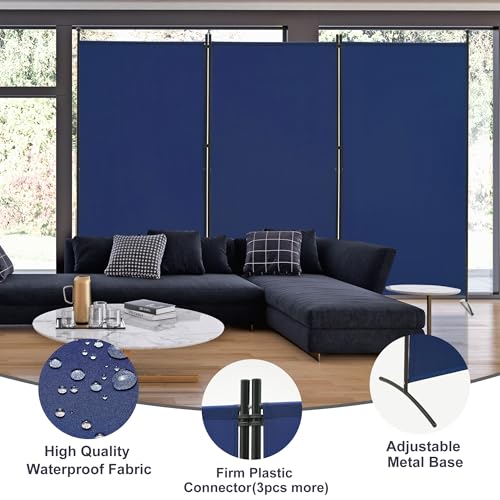 3 Panel Room Divider Folding Partition Privacy Screens, Freestanding Fabric Panel, 102" W x 71" H S7520
