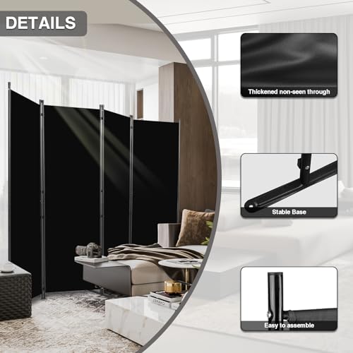 Room Divider, 6-Panel Folding Privacy Screen, Freestanding Partition G607
