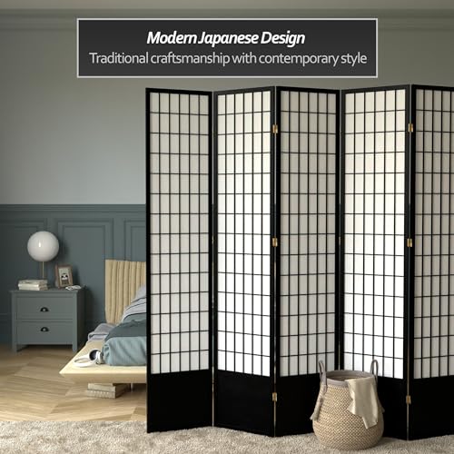 7 ft. Tall Window Pane Shoji Screen Room Divider, 3 Panels, White S15216