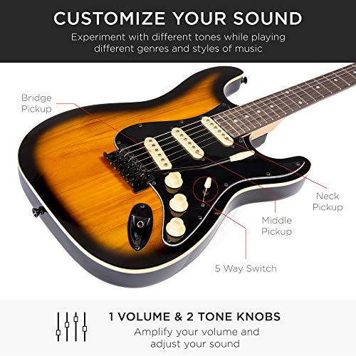 39in Full Size Beginner Electric Guitar Starter Kit with Case and Amp E13920