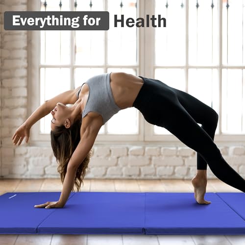 Folding Exercise Mat, Extra Thick for Gymnastics, MMA & Stretching, Blue B2280