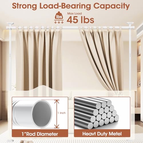 Room Divider Curtain Rod, No Drilling, Adjustable 4-10ft Height, Black B245252