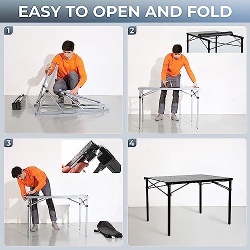 Folding Camping Table Aluminum Roll Up Portable Picnic Table Q486920