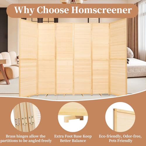 Bamboo Room Divider 4 Panel Freestanding Folding Privacy Screen T33053