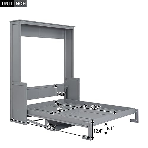 Queen Size Murphy Bed with Cabinet and LED Lights M1232