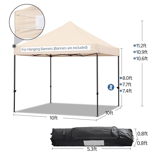 Heavy Duty Pop Up Canopy Tent 10x20 with Wheeled Carry Bag, White Q36763