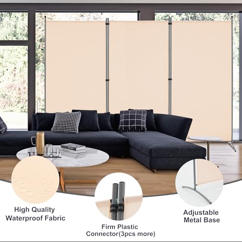3 Panel Room Divider Folding Partition Privacy Screens, Freestanding Fabric Panel, 102" W x 71" H S7520