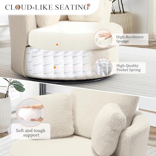 Round Swivel Barrel Chair with Ottoman for Living Room Bedroom G375183